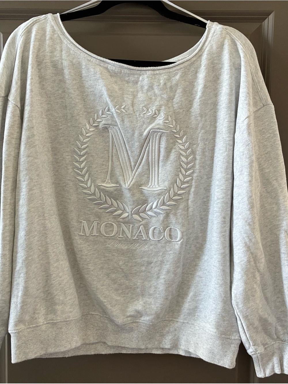 Monaco Light Gray Embroidered Crest Sweatshirt